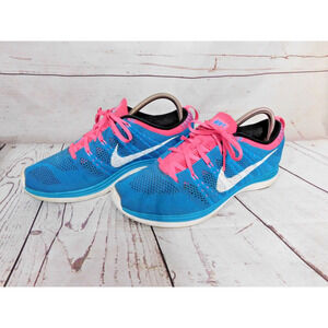 Nike Men Shoe Flyknit One Size 9 Blue Athletic Running Sneaker Pre Owned